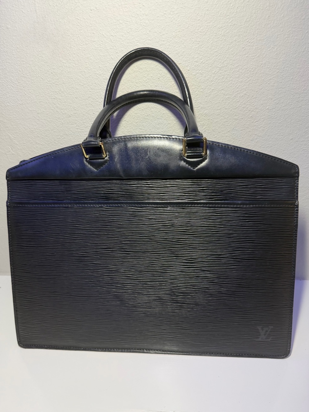 Louis Vuitton Riviera Navy Epi Leather Briefcase with Dual Top Handles-COA Incl.
